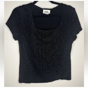 Vintage J.B.S. Ltd Top Blouse Women's Medium Black Shimmer Metallic USA T Shirt
